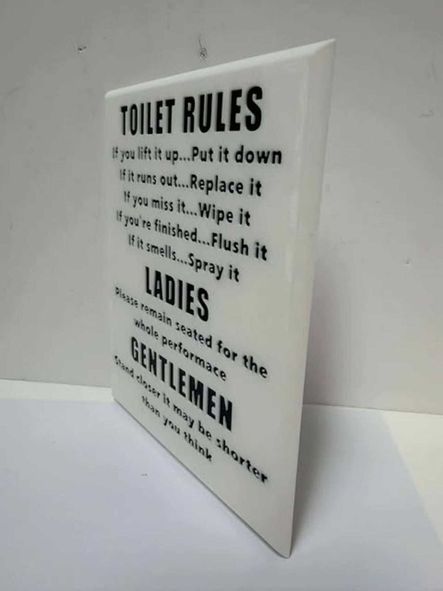Funny Toilet Rules Sign – Bathroom Wall Décor, Humorous Restroom Sign