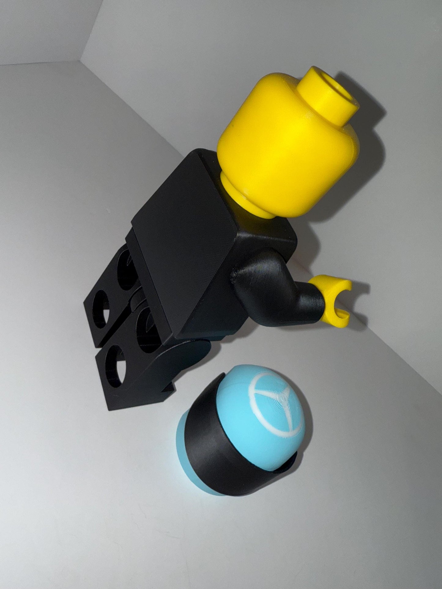 3D Printed Brick Man F1 Petronas Mercedes Team Figure with Helmet – 20cm Collectible