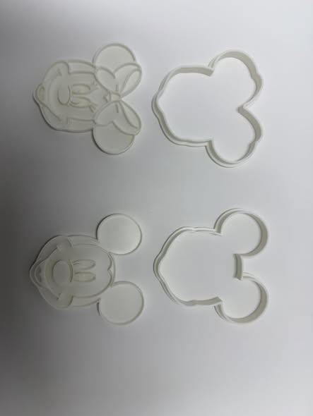 iconic 3d printed micky/mini mouse inspired cookie cutter and stamp sets