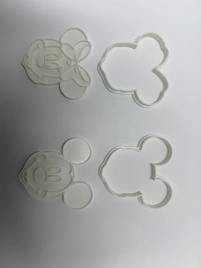 iconic 3d printed micky/mini mouse inspired cookie cutter and stamp sets