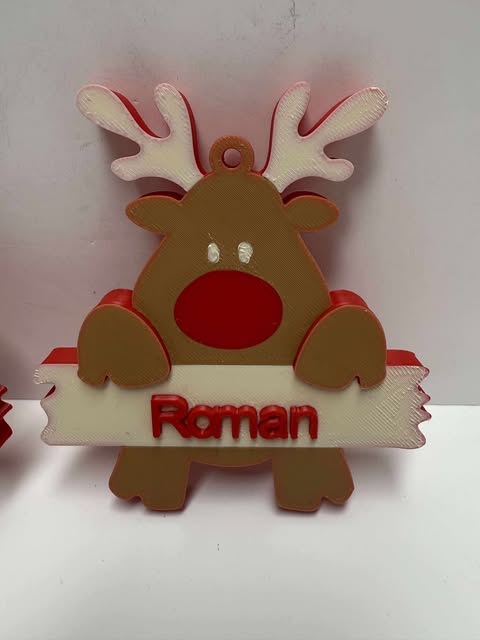 Personalised Reindeer Name Tag Decoration