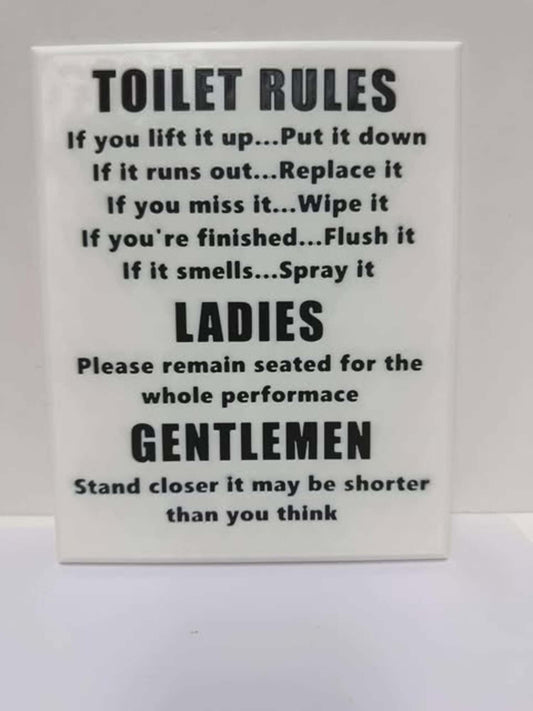 Funny Toilet Rules Sign – Bathroom Wall Décor, Humorous Restroom Sign