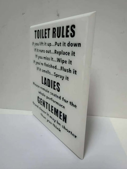 Funny Toilet Rules Sign – Bathroom Wall Décor, Humorous Restroom Sign