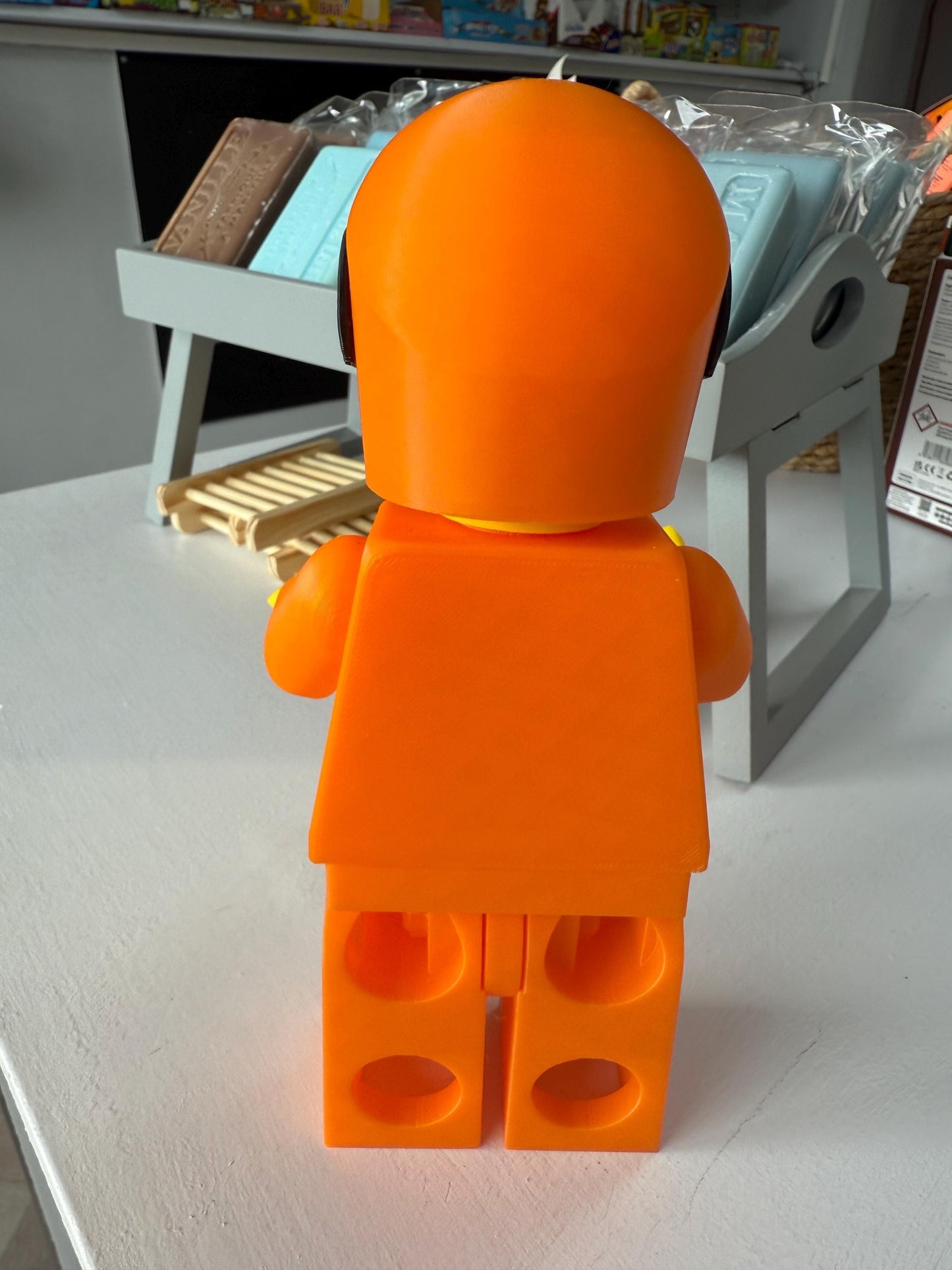 3D Printed Brick Man F1 McLaren Team Figure with Helmet – 20cm Collectible