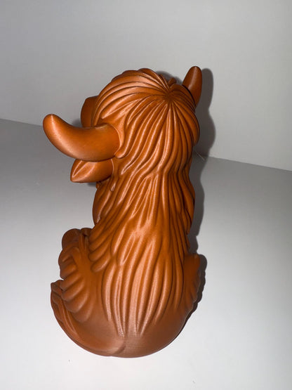 3D Printed Highland Cow Figure - 5.5 Inch Tall