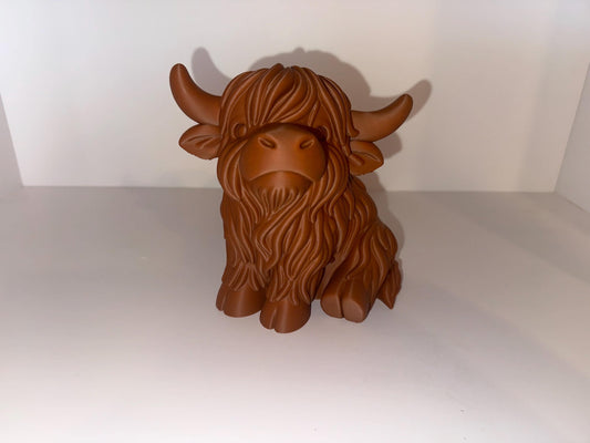 3D Printed Highland Cow Figure - 5.5 Inch Tall