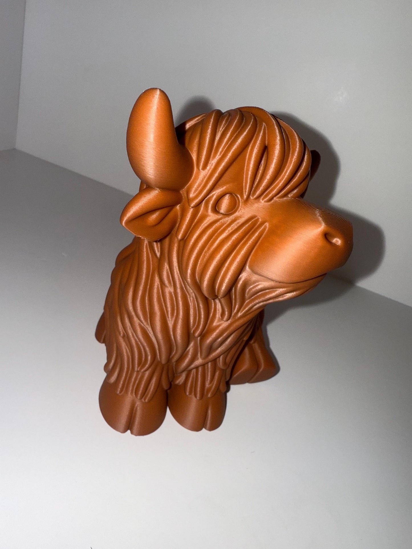 3D Printed Highland Cow Figure - 5.5 Inch Tall