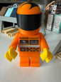 3D Printed Brick Man F1 McLaren Team Figure with Helmet – 20cm Collectible